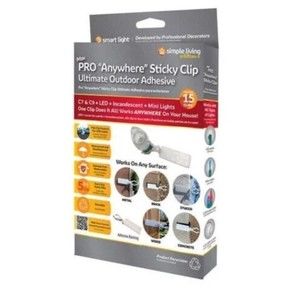 Simple Living Max Pro Anywhere Sticky Clip Outdoor Light Adhesive 15 Clips NEW